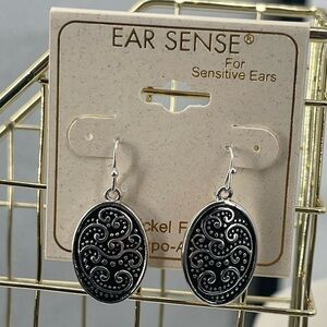 Ear Sense nwt filigree oval drop dangle earrings